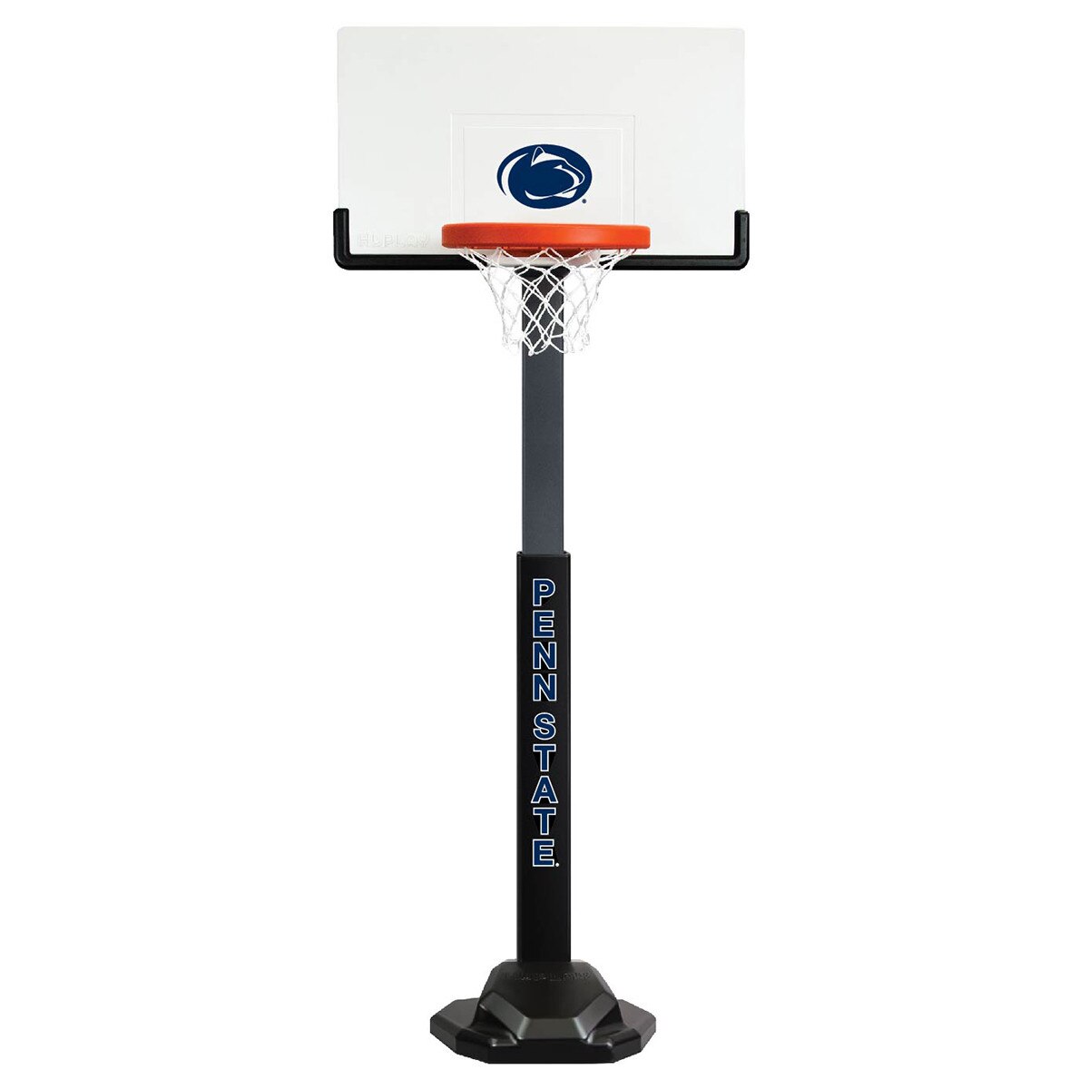 adjustable basketball hoop set with Penn State on upright and Athletic Logo on backboard